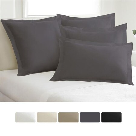 Todays Home Todays Home TOH25002GREY07 Levinsohn Basic Microfiber Tailored Sham with 2 in. Flange  Grey - Standard - Pack of 2 TOH25002GREY07